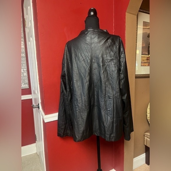 Cato Vegan Women's Leather Zip Front Moto 22/24W Jacket Black Pearl Floral‎ Lace - Picture 3 of 12